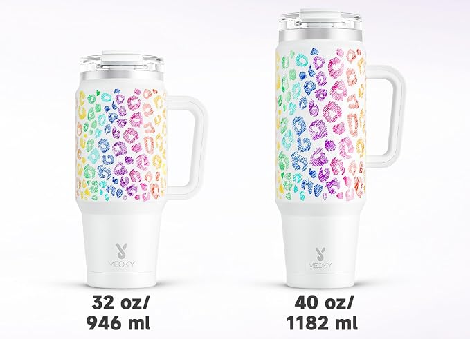 Meoky 32 oz Tumbler with Handle, Insulated Tumbler with Lid and Straw, Stainless Steel Travel Mug, Keeps Cold for 24 Hours, 100% Leak Proof, Fits in Car Cup Holder (Kiss) - Image 8
