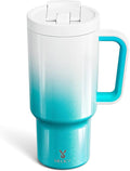 Meoky 32 oz Tumbler with Handle and Flip Straw, 100% Leakproof Tumbler with Lid and Straw, Stainless Steel Insulated Cup, Cupholder Friendly, Keeps Cold for 24 Hours (Azure) by MEOKY
