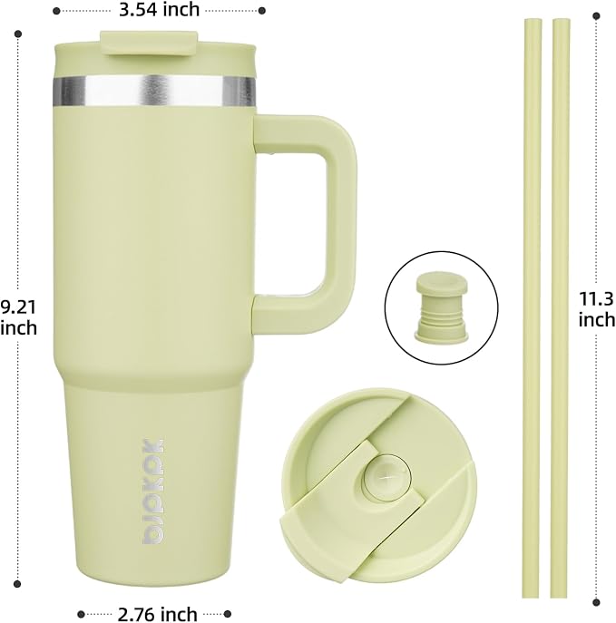 BJPKPK Tumbler With Handle And Straw 30oz Insulated Tumbler Cups With Lid Stainless Steel Travel Coffee Mug,Macaron Green - Image 3