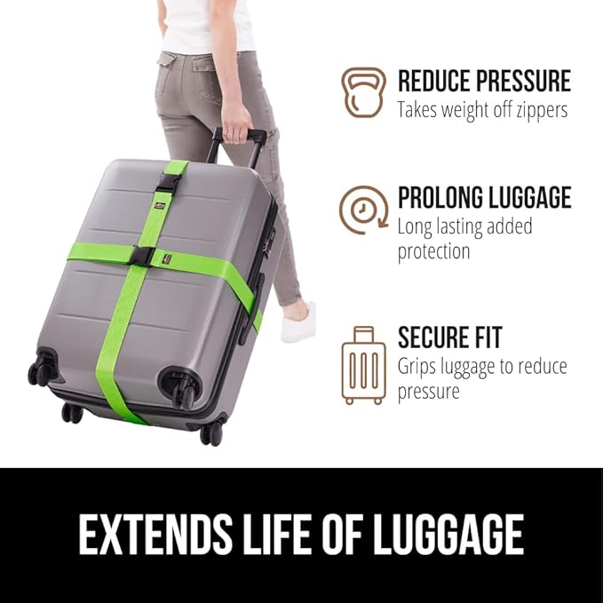 GORILLA GRIP Heavy Duty 4 Pack Adjustable Luggage Straps - Image 5