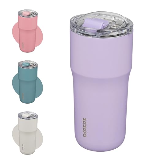 BJPKPK Insulated Tumbler,20oz Stainless Steel Tumbler with lid,Double Wall Travel Coffee Mug Thermal Cup,Keep Drinks Cold and Hot,Lavender by BJPKPK