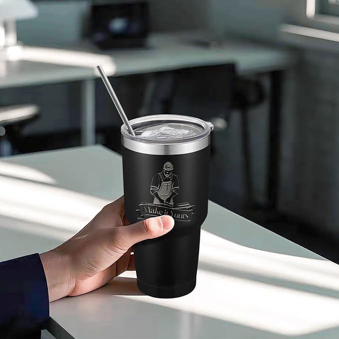 YOUKE OLA 12 Pack Insulated Tumbler Powder Coated Stainless Steel Double Wall Vacuum Travel Coffee Tumbler Cup with Lid and Straw for Laser Engrave DIY Gift 30oz Black - Image 6