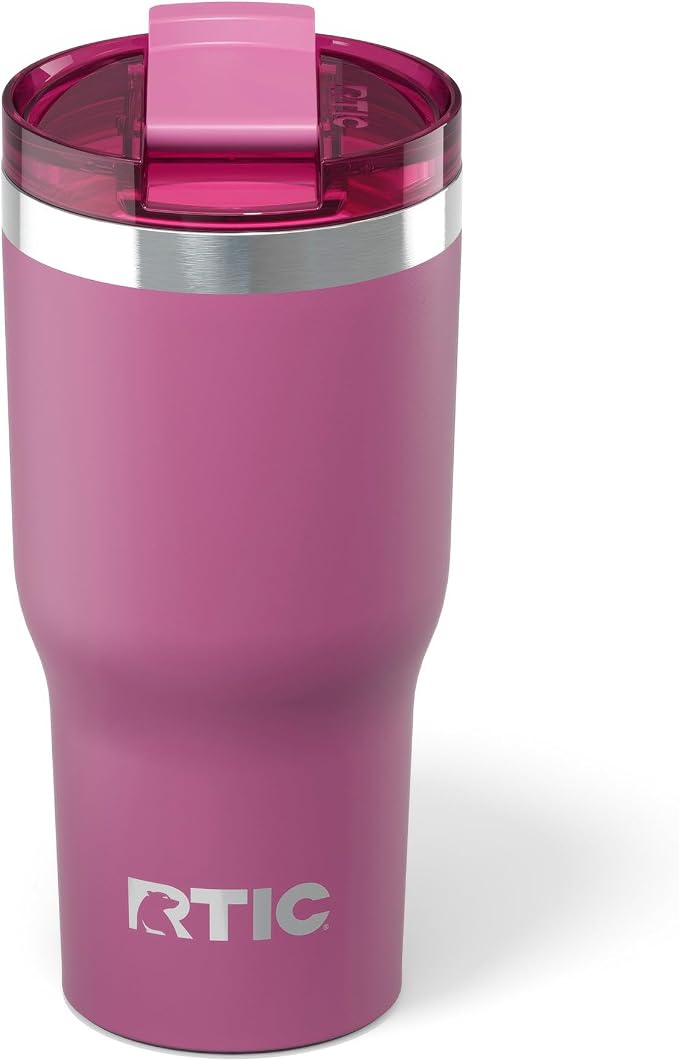 RTIC 20oz Essential Tumbler with Lid, Ceramic Lined, Insulated, Stainless Steel, Metal, Double Wall Vacuum-Insulation, Travel Cup for Iced Coffee, Tea, Hot and Cold Drink, Orchid by RTIC