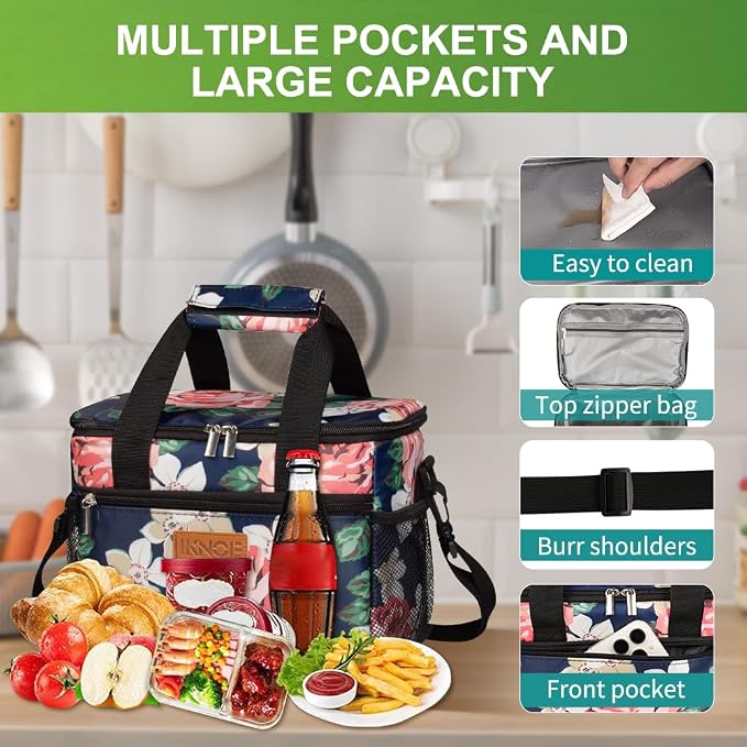 iknoe Large Foldable Cooler Bag, 8.5L Insulated Lunch Bag, Leakproof Lunch - Image 5