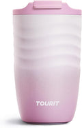 TOURIT 12 oz Travel Coffee Mug, Insulated Stainless Steel Travel Mug with Lid, Leak-Proof Double-Wall Vacuum Tumbler, Reusable Coffee Cup - Pink by TOURIT