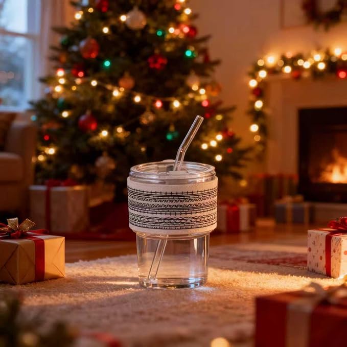 BLUEPOLAR 13oz/400ml Glass Water Tumbler with Straw and Lid Sealed Carry on Thick Wall Iced Coffee Cup for Water, Iced Tea, Fruit Juice - Image 3