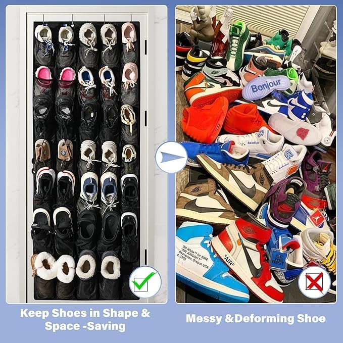 28 Mesh Pockets Hanging Shoe Organizer, Over the Door Shoe Organizer，Closet - Image 5