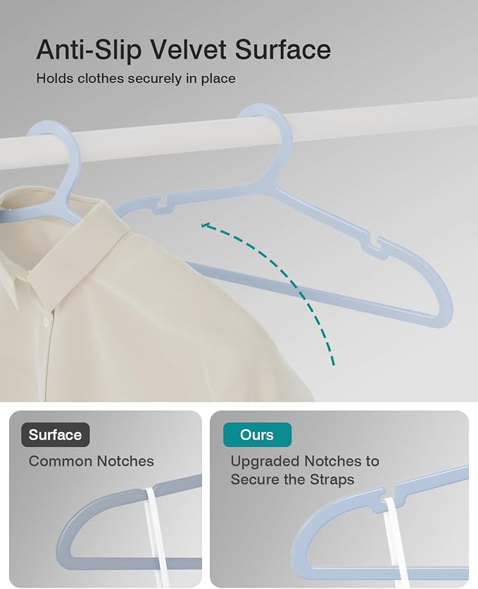50 Pack Clothes Hangers, Non Slip Plastic Coat Hangers, Space Saving Hangers - Image 3