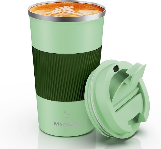 MOMSIV 17oz Travel Mug, Insulated Coffee Cup with Leakproof Lid, Vacuum Stainless Steel Double Walled Reusable Tumbler for Hot and Cold Water Coffee and Tea In Travel and Car by MOMSIV