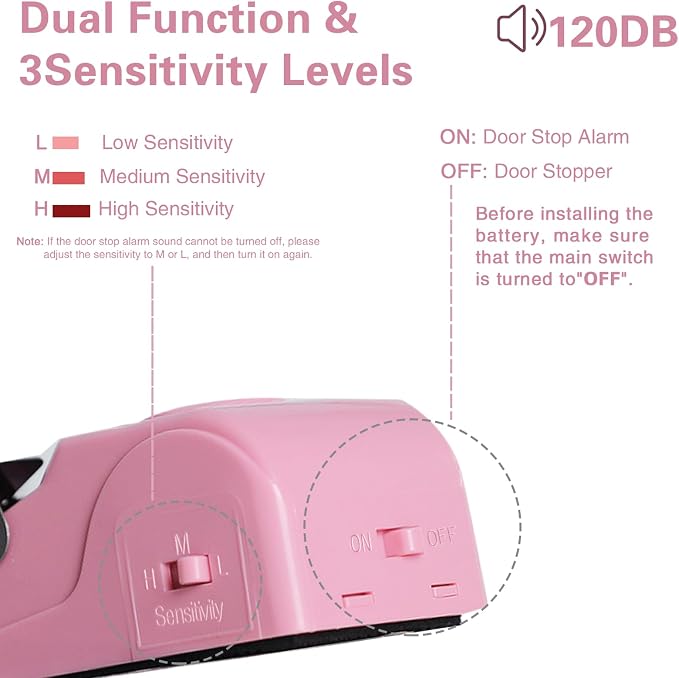 Portable Door Lock & Door Stop Alarm Set, Dual Protection Home Security Door Kit - Image 3
