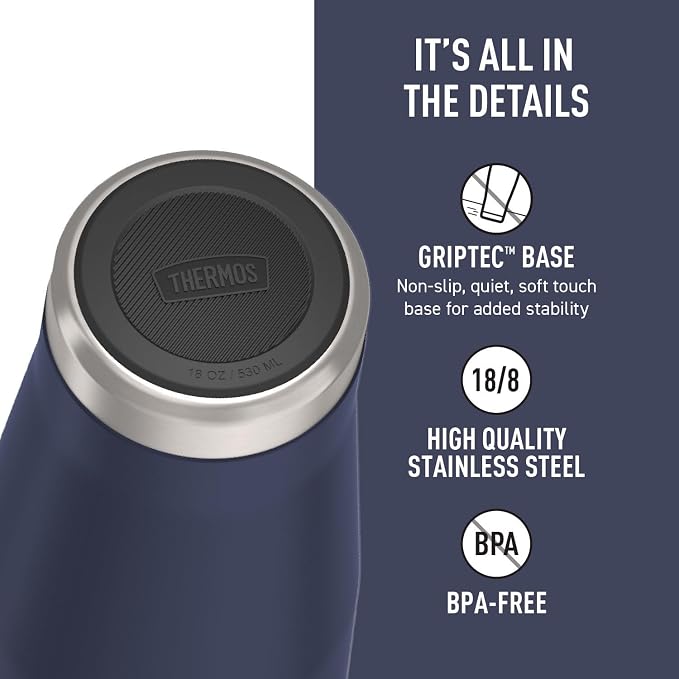 THERMOS ICON SERIES, Stainless Steel Tumbler with Slide Lock, 18 Ounce, Mystic Navy - Image 4