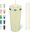 BJPKPK 22oz Insulated Tumbler With lid And Straw Stainless Steel Tumblers Travel Coffee Mug Reusable Thermal Cup,Macaron Green by BJPKPK