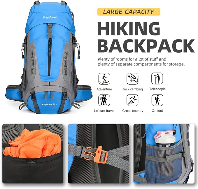 King'sGuard 60L Hiking Backpack Lightweight Camping Backpack - Image 4