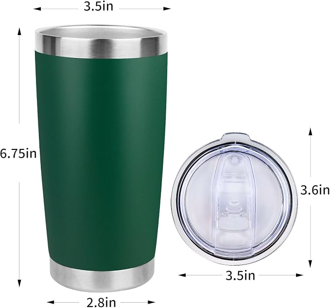 20oz Stainless Steel Tumbler with Lid, Travel Mug - Double Wall Vacuum Powder Coated Cup - Dark Green, 1 Pack - Image 4