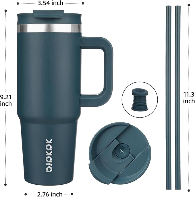 BJPKPK 30 oz Tumbler With Handle Insulated Tumblers With Lid And Straw Stainless Steel Thermal Cup,Navy Blue - Image 3