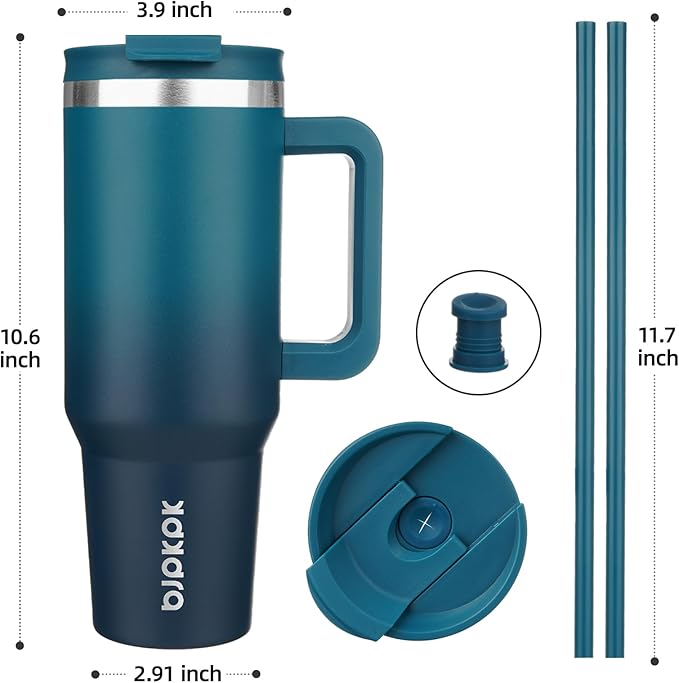 BJPKPK 40 oz Tumbler With Handle Insulated Tumblers With Lid And Straw Stainless Steel Thermal Cup,Indigo Black - Image 3