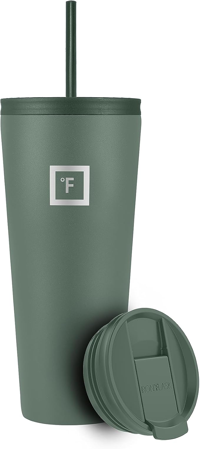 IRON °FLASK Classic Tumbler - Vacuum Insulated Stainless Steel Water Bottle, Double Walled, Drinking Cup, Insulated Travel Mug (Sage, 32 oz Solid Lid) - Image 2