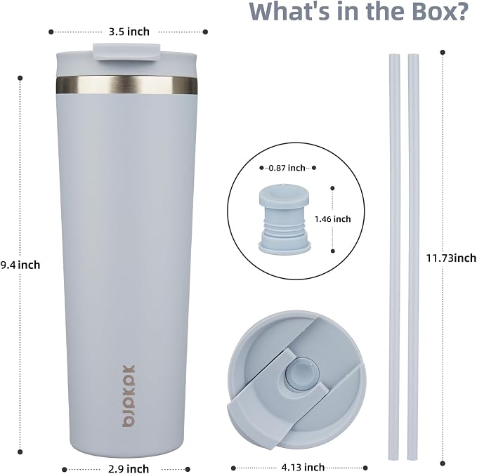 BJPKPK 30oz Stainless Steel Insulated Tumbler With lid And Straw Travel Coffee Thermal Tumblers Cup For Women And Men,Modern Blue - Image 2