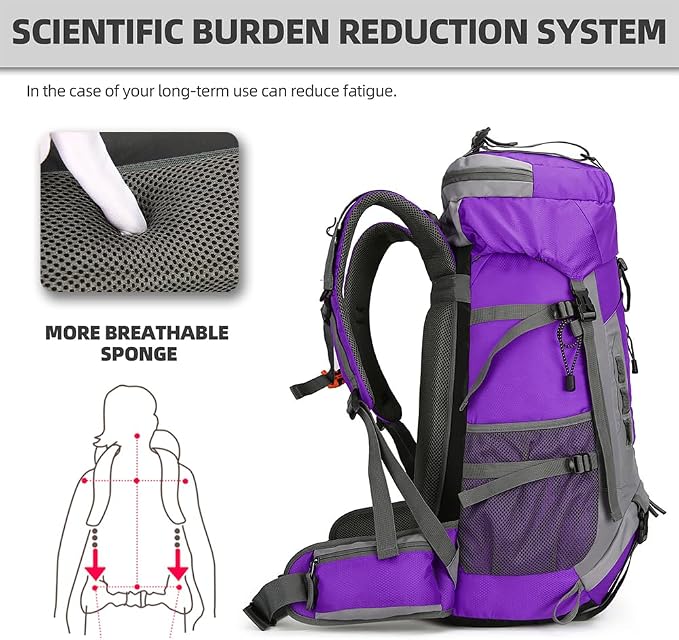 King'sGuard 60L Hiking Backpack Lightweight Camping Backpack - Image 2