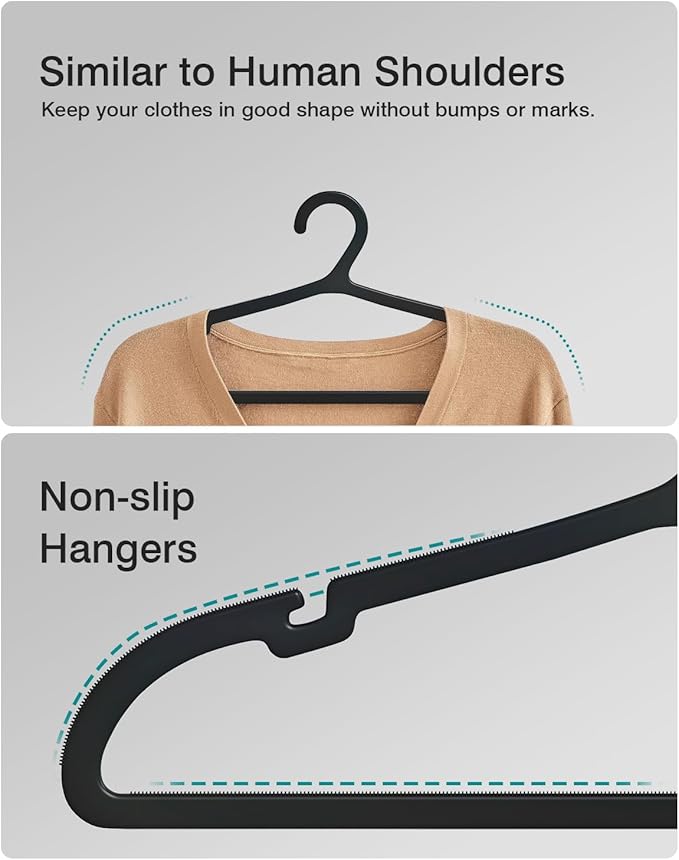 30 Pack Clothes Hangers, Non Slip Plastic Coat Hangers, Space Saving Hangers - Image 4