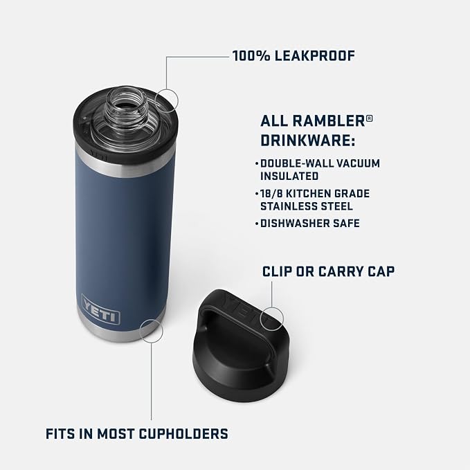 YETI Rambler 18 oz Bottle, Leakproof, Vacuum Insulated, Stainless Steel with Chug Cap, Venom - Image 2