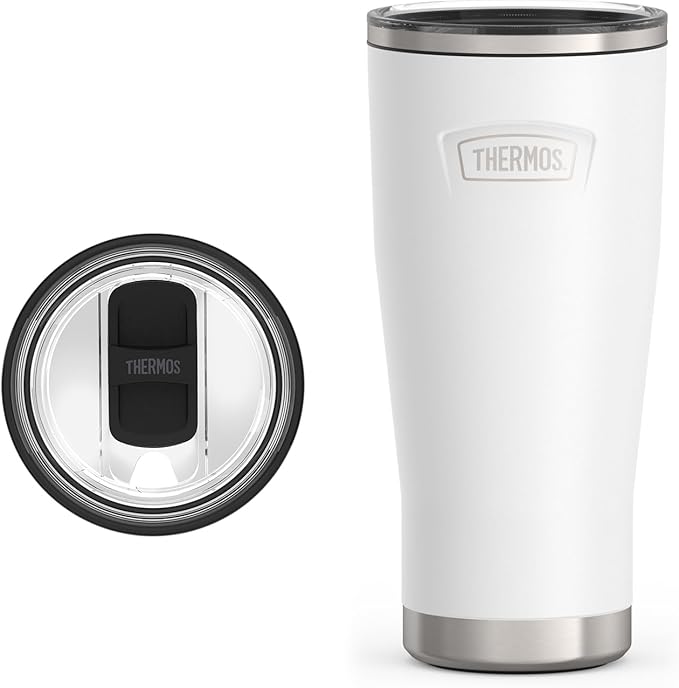 THERMOS ICON SERIES, Stainless Steel Cold Tumbler with Slide Lock, 24 Ounce, Snow by Thermos