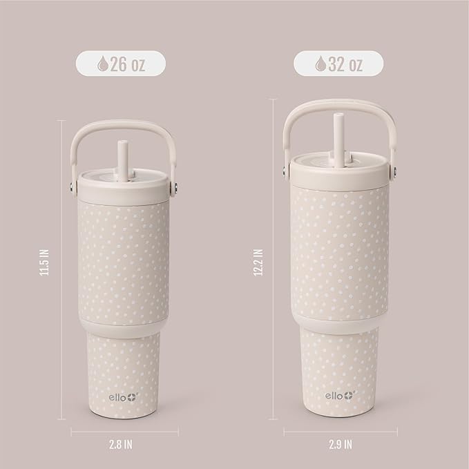 Ello Oasis Go+ 26oz Tumbler with Top Handle and Retracting Straw | Reusable Insulated Stainless Steel Cup, 100% Leakproof Water Bottle, 24 Hours Cold, Cup Holder Friendly For Travel | Wild Dot - Image 6