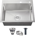 POPFLY 22 Inch Kitchen Sink, 22 x 18 Inch Drop in 18 Gauge Stainless Steel by POPFLY