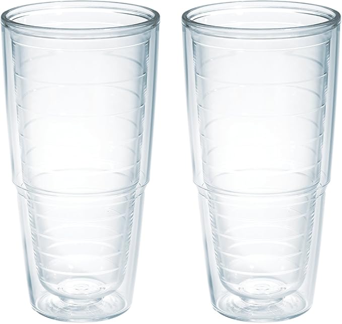 Tervis Clear & Colorful Tabletop Made in USA Double Walled Insulated Tumbler Travel Cup Keeps Drinks Cold & Hot, 24oz - 2pk, Clear by TervisTumblerCompany