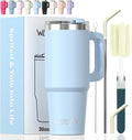 20 oz Tumbler with Handle,Tumbler with Lid and Straw,Double Wall Insulated Cup Stainless Steel Travel Mug(Cold for 34 Hours),Water Bottle for Iced Tea,Coffee,Cold Beverages(Blue) by Watersy