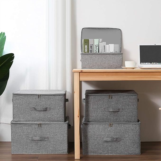 ANMINY 3PCS Storage Bins with Zipper Lids 51.9 Qt Lidded Fabric Storage Boxes - Image 7