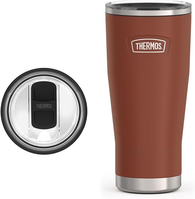 THERMOS ICON SERIES, Stainless Steel Cold Tumbler with Slide Lock, 24 Ounce, Saddle by Thermos