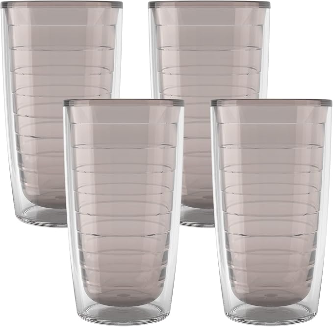 Tervis Clear & Colorful Tabletop Made in USA Double Walled Insulated Tumbler Travel Cup Keeps Drinks Cold & Hot, 16oz - 4pk, River Rock by TervisTumblerCompany