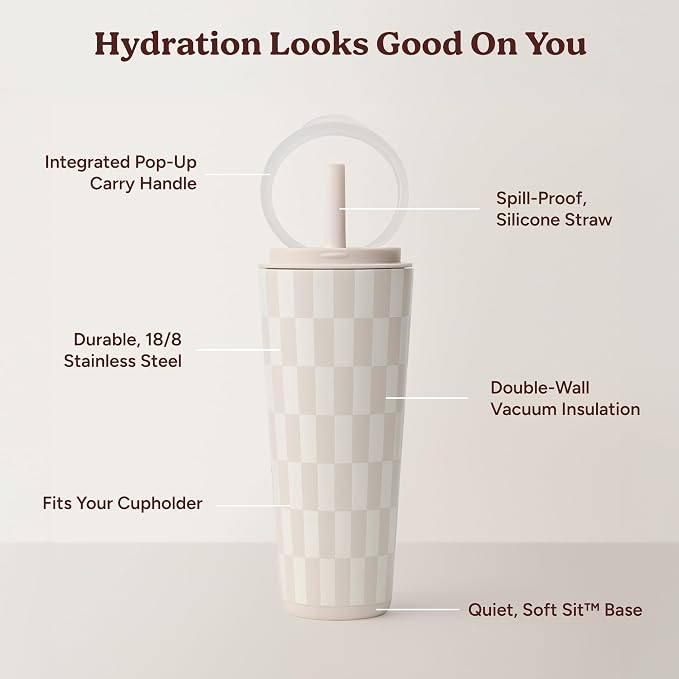 REDUCE Halo 32 oz Stainless Steel Vacuum Insulated Tumbler - Spill Proof Travel Mug with Flip Handle Lid - Keeps Drinks Cold for 32 Hrs - Dishwasher Safe - Cupholder Friendly - Feeling Neutral - Image 6