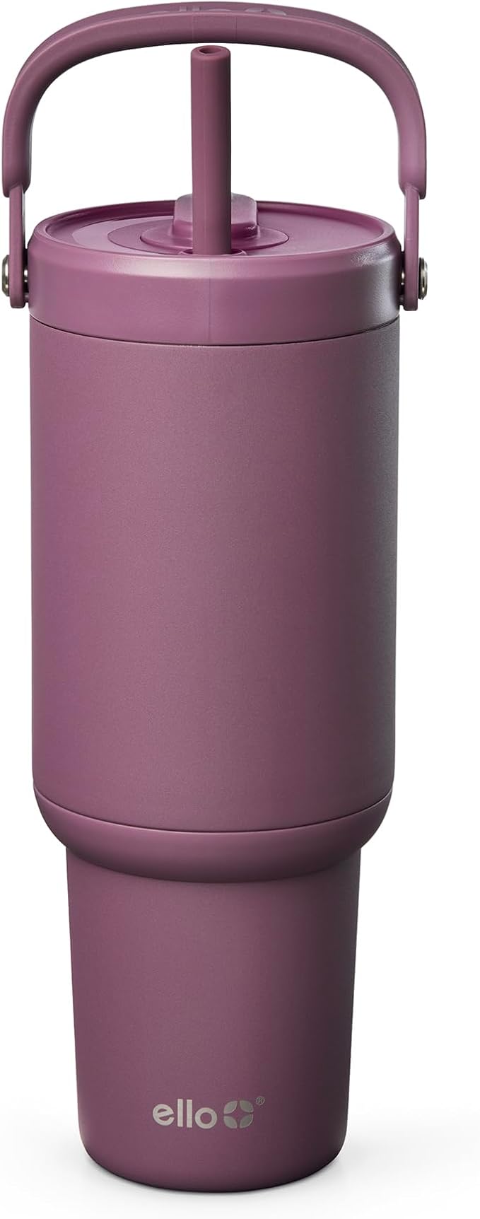 Ello Oasis Go+ 32oz Tumbler with Top Handle and Retracting Straw | Reusable Insulated Stainless Steel Cup, 100% Leakproof Water Bottle, 24 Hours Cold, Cup Holder Friendly For Travel | Wild Rasberry by Ello