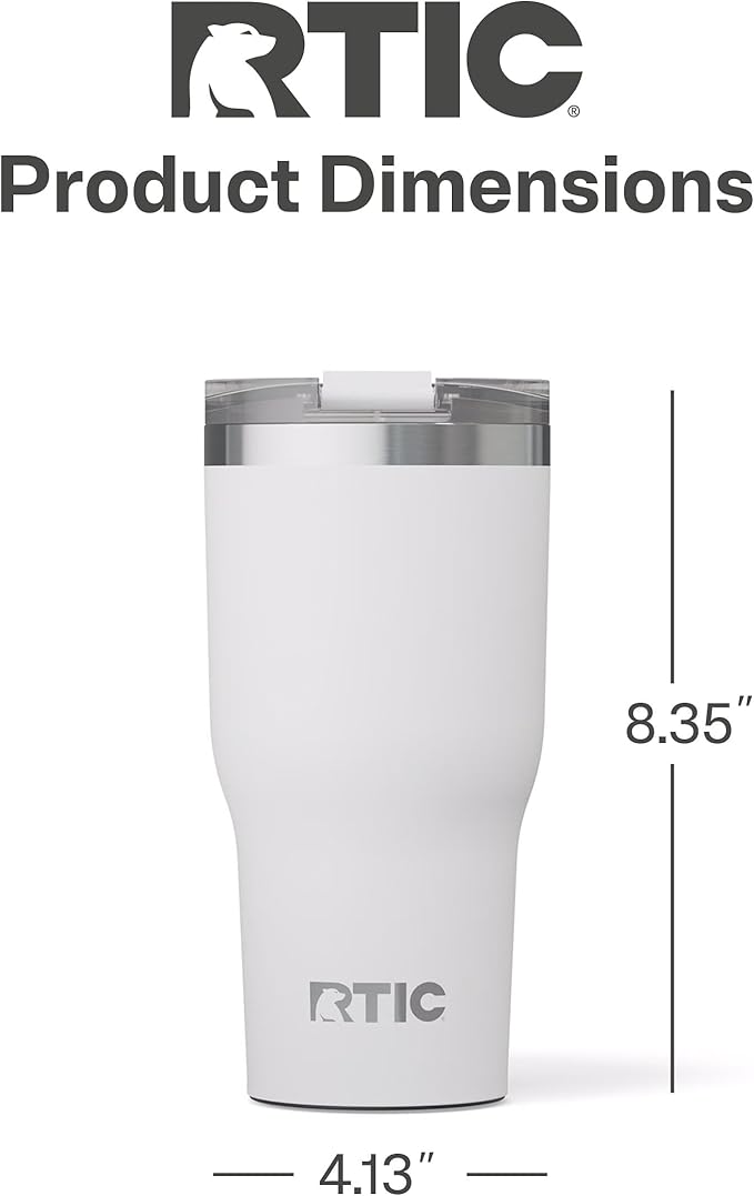 RTIC 30oz Essential Tumbler with Lid, Ceramic Lined, Insulated, Stainless Steel, Metal, Double Wall Vacuum-Insulation, Travel Cup for Iced Coffee, Tea, Hot and Cold Drink, White - Image 5