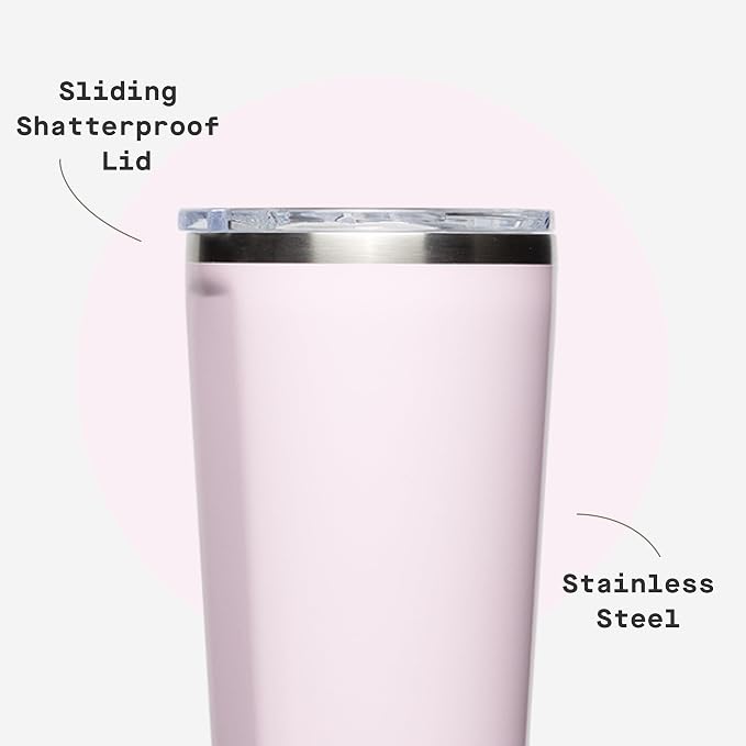 Corkcicle Classic Tumbler - Keeps Drinks Cold for 9 Hours & Hot for 3 - Triple-Insulated Stainless Steel - Holiday Tumbler Gift - 24 oz - Powder Puff - Image 5