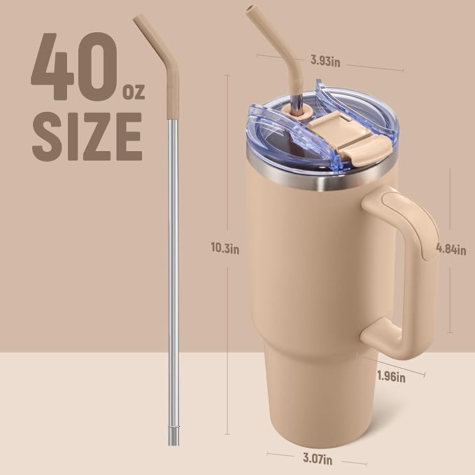 COKTIK 40 oz Tumbler With Handle and Straw, Insulated Tumbler With Leakproof Lids, Stainless Steel|BPA-Free, Cold for 24 H (Dark Night) - Image 2