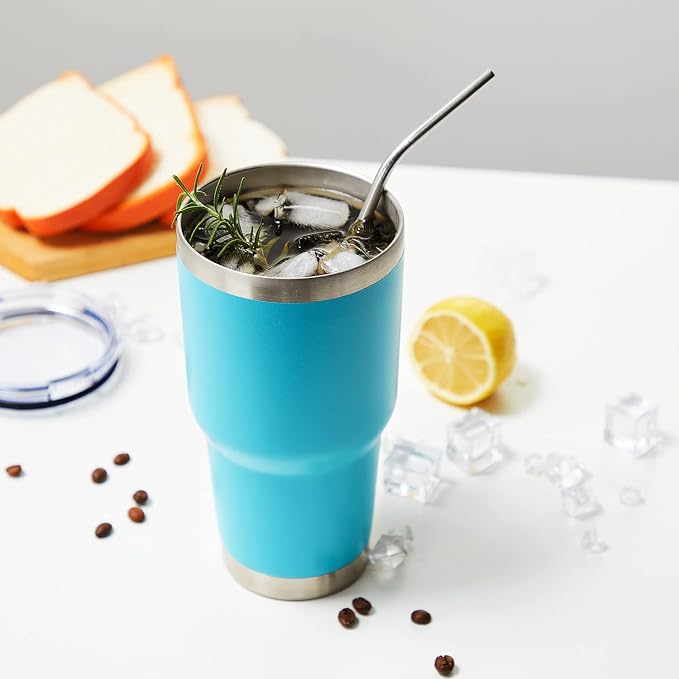 MEWAY 30oz Insulated Tumbler With Lids and Straws,Stainless Steel Double Vacuum Coffee Tumbler Cup, Brush, Durable Powder Coated Coffee Cup for Cold & Hot Drinks, Office, Travel(mixture,4 PACK) - Image 5