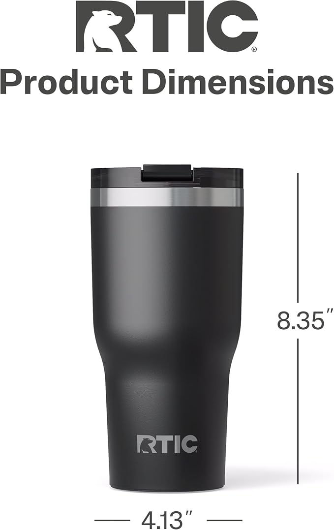 RTIC 30oz Essential Tumbler with Lid, Ceramic Lined, Insulated, Stainless Steel, Metal, Double Wall Vacuum-Insulation, Travel Cup for Iced Coffee, Tea, Hot and Cold Drink, Black - Image 5