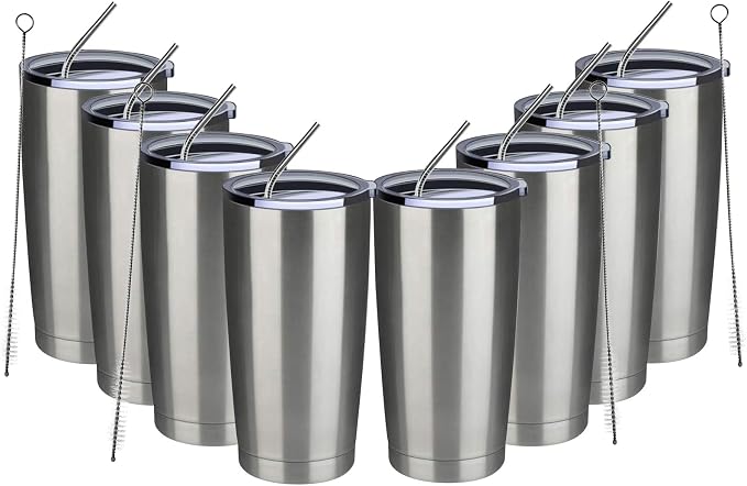 MEWAY 20oz Tumbler 8 Pack Double Wall Vacuum Insulated Travel Mug Bulk by MEWAY