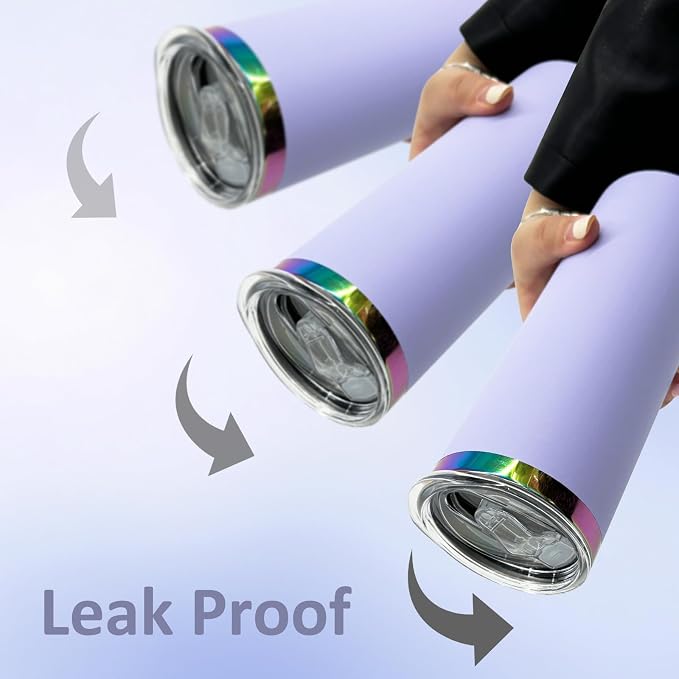20 oz Skinny Tumblers Stainless Steel Tumbler with Lid and Straw Double Wall Vacuum Insulated Travel Coffee Mug 20oz Powder Coated Cup for Hot and Cold Drinks(Color Mix,8 pack) - Image 5