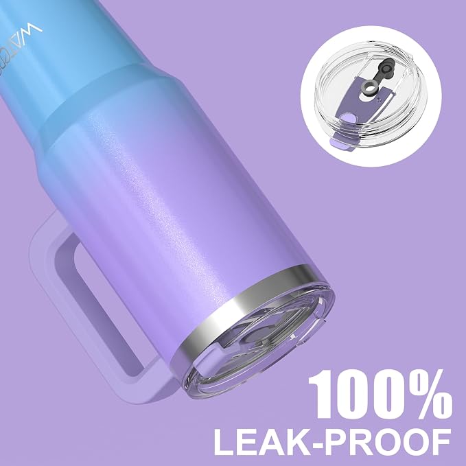 30 oz Shiny Tumbler with Handle and Straw,Stainless Steel Tumbler with Lid and Straw,Insulated Travel Mug(Cold for 34 Hours),Water Bottle for Iced Tea,Coffee (Purple) - Image 9