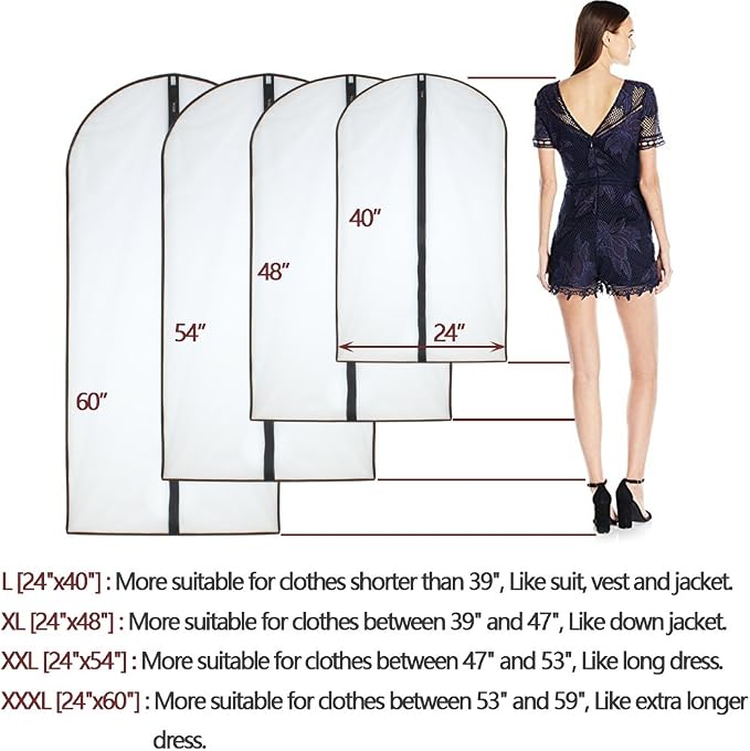 Hanging Garment Bag Black Side Breathable Dress Bags - Image 2