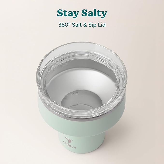 REDUCE Saltini 16 oz Cocktail Tumbler - Insulated Margarita Tumbler with Lid - Keeps Drinks Cold for 10 Hours - 360 Sippable Martini Glass Alternative - Shatterproof, Perfect for Parties - Sea Glass - Image 4