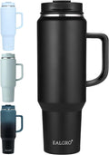 EALGRO 50 oz Tumbler with Handle, Insulated Tumblers with Lid and Straw, Large Metal Sports Water Bottle Jug, Thermal Stainless Steel Travel Coffee Mug Cup, Black by EALGRO