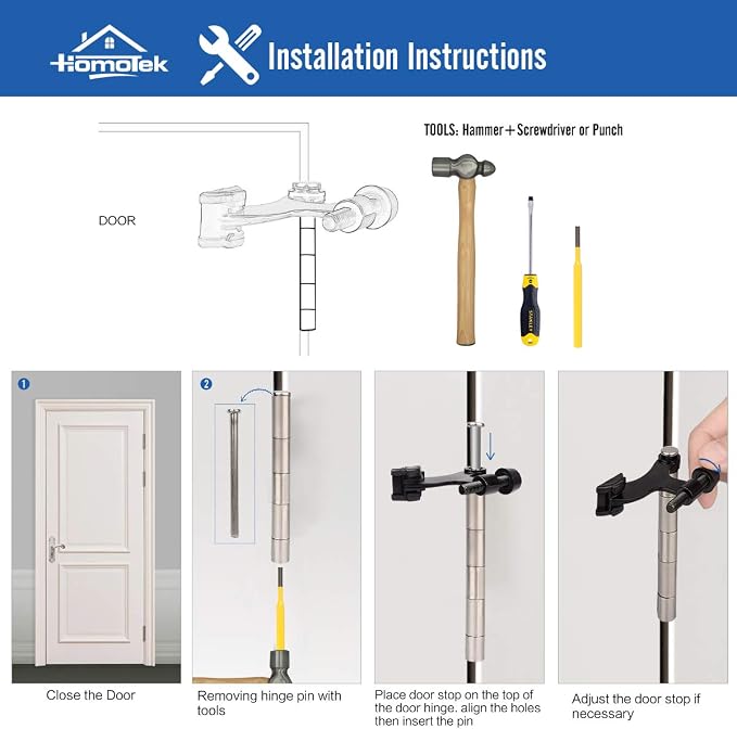 HOMOTEK 8 Pack Hinge Pin Oil Rubbed Bronze Door Stopper, Adjustable Deluxe - Image 4