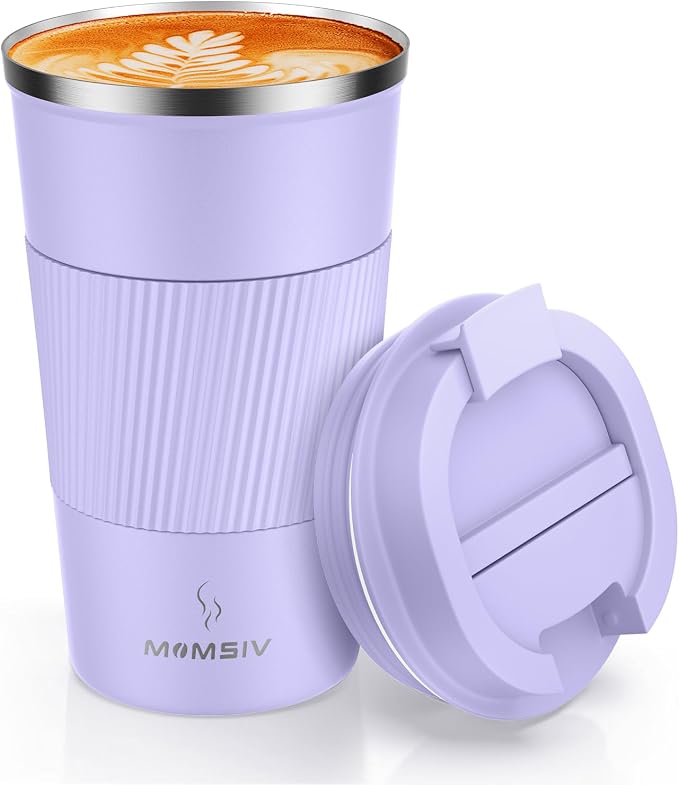 MOMSIV 17oz Travel Mug, Insulated Coffee Cup with Leakproof Lid, Travel Coffee Mug Vacuum Stainless Steel Double Walled Reusable Coffee Cup for Hot and Cold Water Coffee by MOMSIV