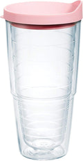 Tervis Clear & Colorful Lidded Made in USA Double Walled Insulated Tumbler Travel Cup Keeps Drinks Cold & Hot, 24oz, Pink Lid by TervisTumblerCompany