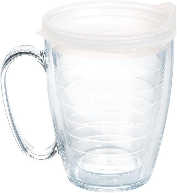 Tervis Clear & Colorful Lidded Made in USA Double Walled Insulated Tumbler Travel Cup Keeps Drinks Cold & Hot, 16oz Mug, Clear Lid by TervisTumblerCompany